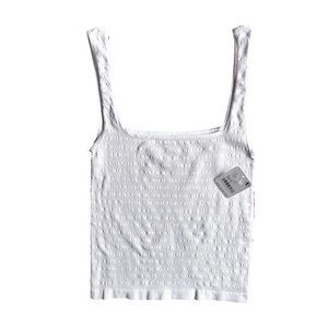Free People Intimately Square One Seamless Ribbed Solid White Layering Tank M/L